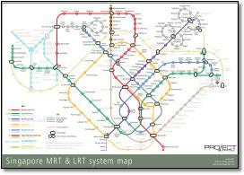 Singapore MRT & LRT train / rail map